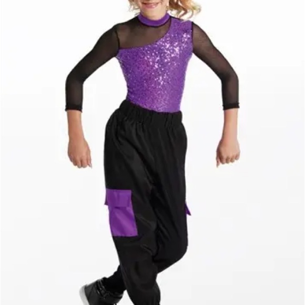 NEW Weissman “Ponytail” #15490 Purple and Black Dance Costume Small Child